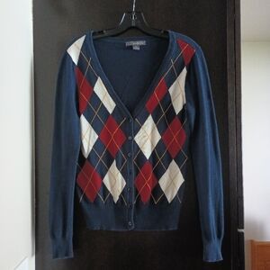 Navy Argyle Cardigan